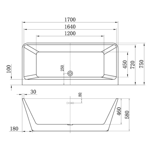 Ванна акриловая Vincea 170x75 см белая - фото 3