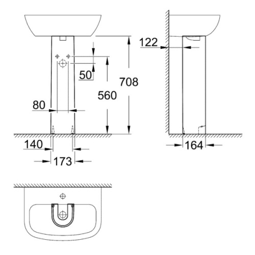 Пьедестал для раковины Grohe Bau Ceramic альпин-белый - фото 3