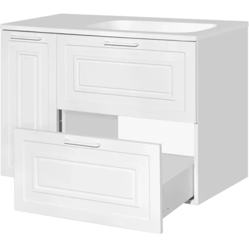 Тумба под раковину Style Line Альба 90 см правая, белая, комплект (набор), с корзиной для белья - фото 8
