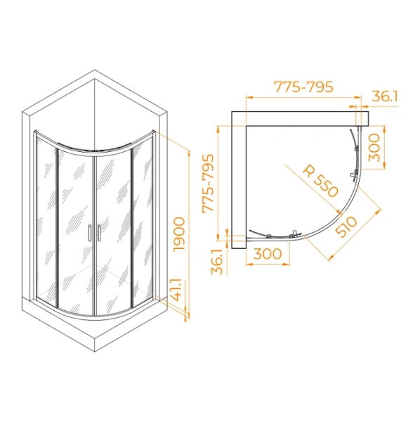 Душевой уголок RGW Passage PA-145 120х90 см стекло прозрачное, прямоугольные - фото 2