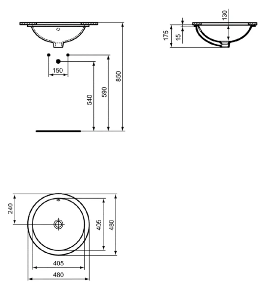 Раковина Ideal Standard Connect 48 см круглая - фото 2