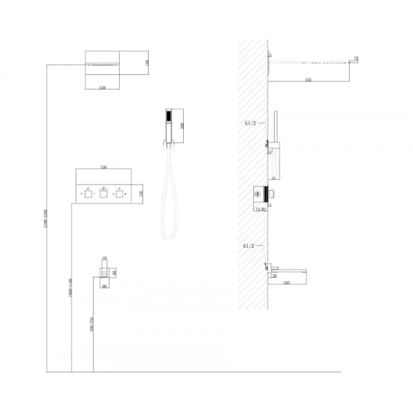 Душевой комплект Abber Daheim никель, комплекты - фото 2