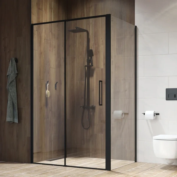 Душевая перегородка IDDIS Slide 100 см черный алюминиевый профиль - фото 2