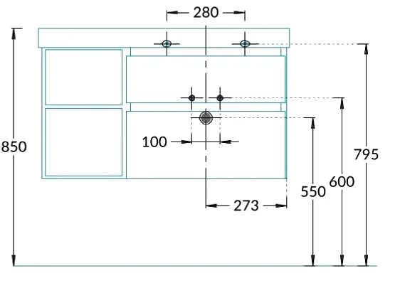 Тумба под раковину подвесная Kerama Marazzi Cubo 90 см правая мальва, моноблок - фото 5