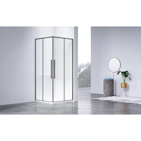Душевой уголок Vincea Slim-N 100х90 см профиль вороненая сталь, другие - фото 4