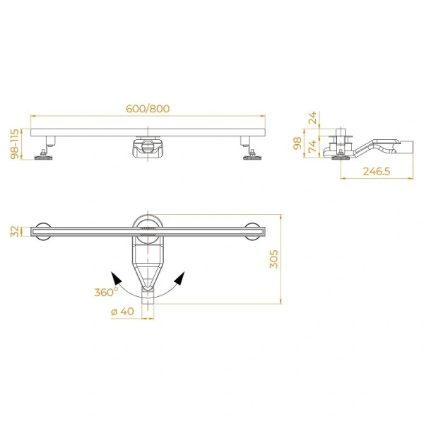 Душевой трап RGW SDR-51Gb 60 см золото Brush - фото 2