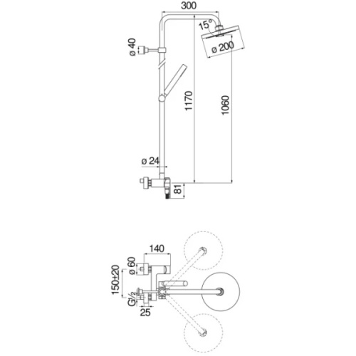 Душевая стойка Nobili Up UP94130/30 с дивертором - фото 3