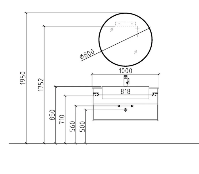 Тумба с раковиной подвесная Black&White Universe 100 см серая, нет в наличии - фото 2