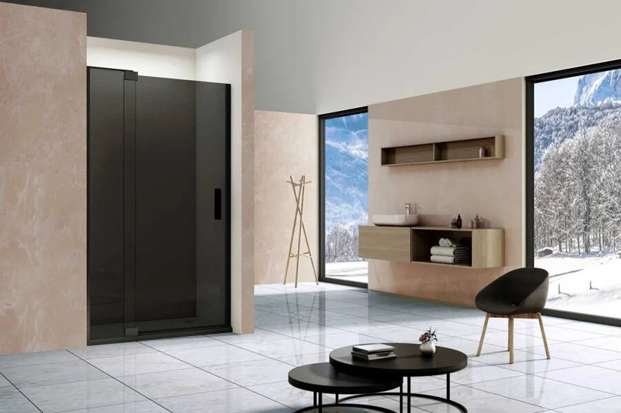 Душевая дверь в нишу Vincea Extra 110 см профиль черный, стекло тонированное, современные, hi-tech - фото 2