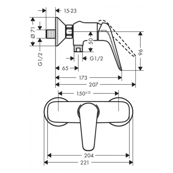 Смеситель для душа Hansgrohe Novus хром - фото 2