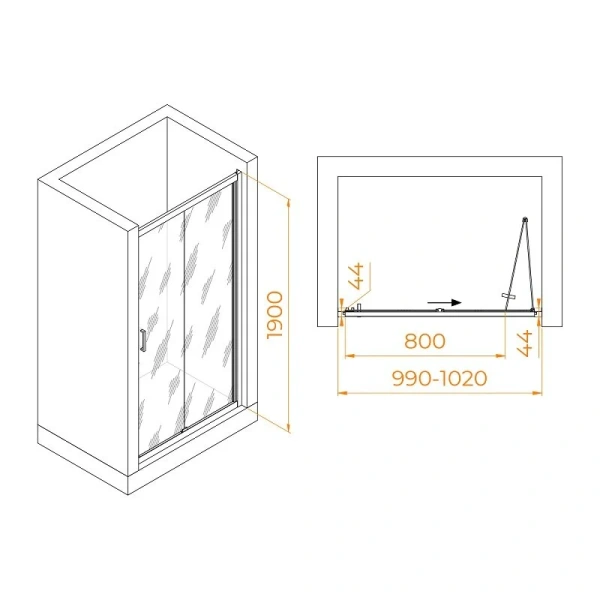 Душевая дверь в нишу RGW Passage PA-21 06082110-1 100 см складная - фото 3