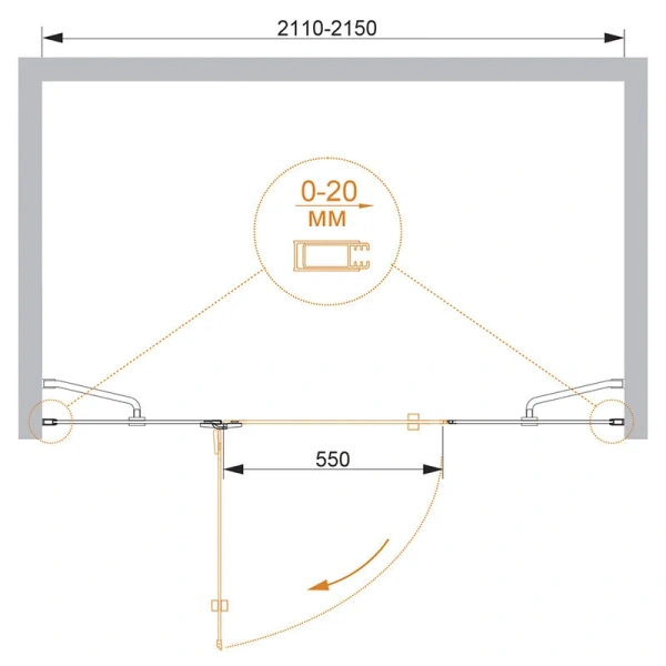 Душевая дверь в нишу Cezares Bergamo 215 см левая - фото 2