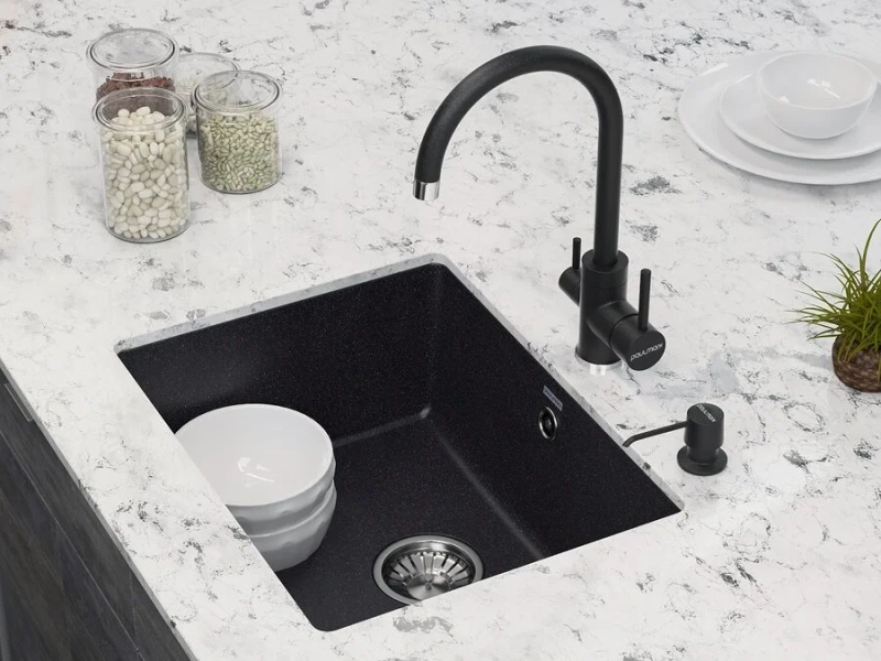 Смеситель для кухни Paulmark Essen черный металлик, черные - фото 4