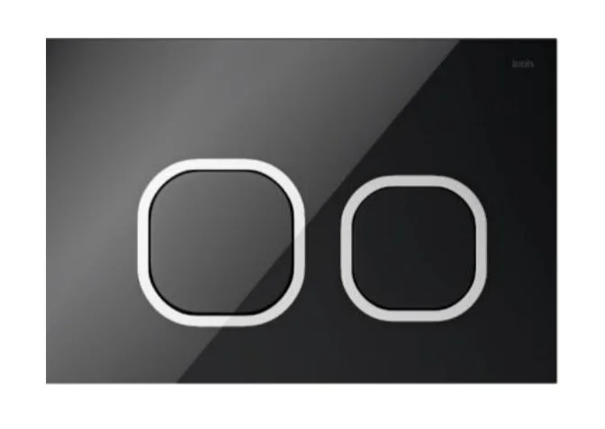 Клавиша смыва IDDIS Uniglass черная/кольца хром - фото 1