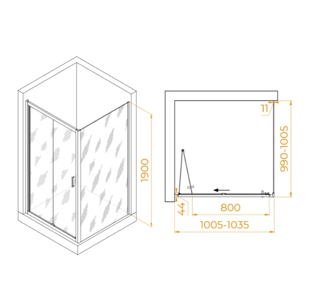 Душевой уголок RGW Passage PA-132B 100х100 см профиль черный, квадратные - фото 2