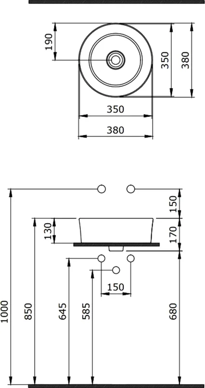 Раковина BERGES Mascon 38 см белая, маленькие, в форме чаши, круглой формы - фото 5