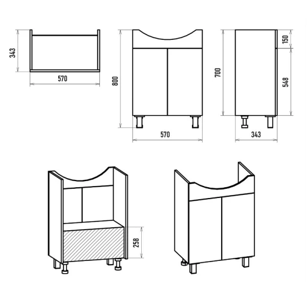 Тумба под раковину напольная Misty Изео 60 см белая - фото 2