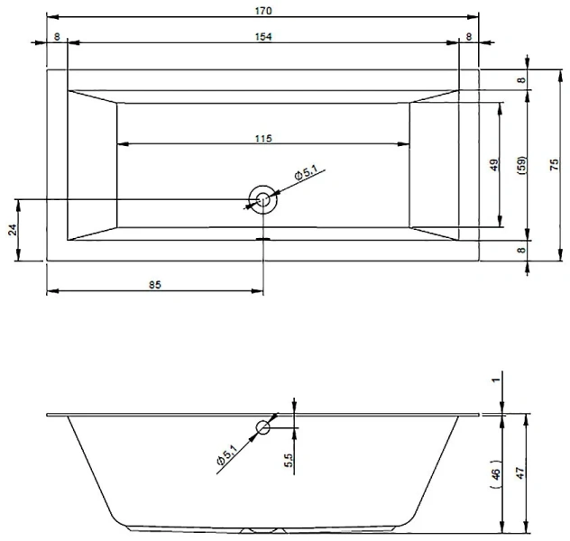Ванна акриловая Riho Lugo Velvet 170x75 см белая, акриловые - фото 2