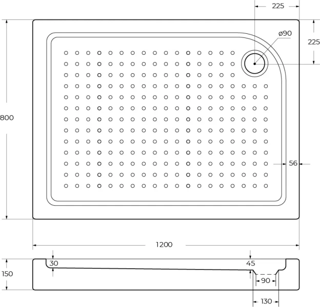 Душевой поддон BelBagno Tray-BB-AH 120х80 см правый - фото 4