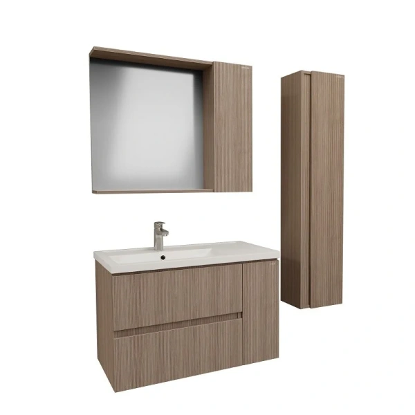 Зеркальный шкаф Grossman Юнит 80 см кадена вуд - фото 4