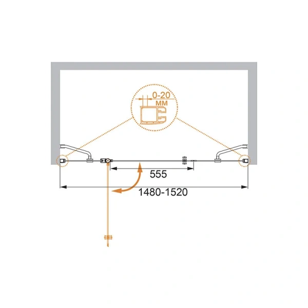 Душевая дверь в нишу Cezares Elena 150 см правая, современные, hi-tech - фото 2