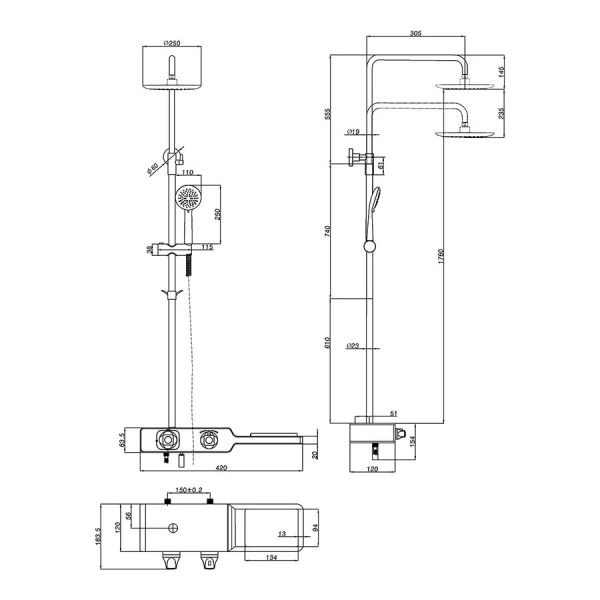 Душевая стойка Lemark Tropic LM7009C с верхним душем и ручной лейкой - фото 2