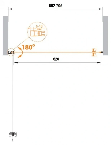 Душевая дверь в нишу Cezares Eco 70 см профиль хром стекло рифленое, современные, hi-tech - фото 2