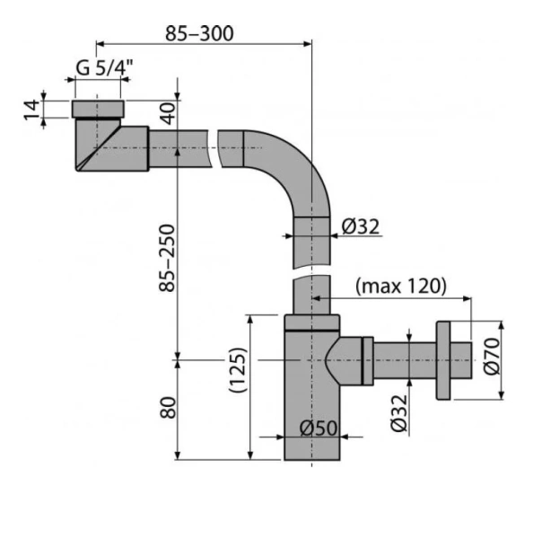 Сифон для раковины Alcaplast цельнометаллический - фото 2