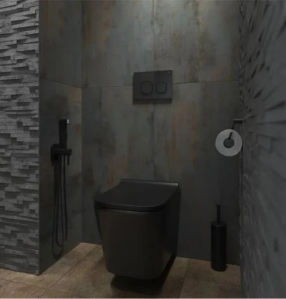 Клавиша смыва IDDIS Uniglass черная глянцевая/черные матовые кольца - фото 2