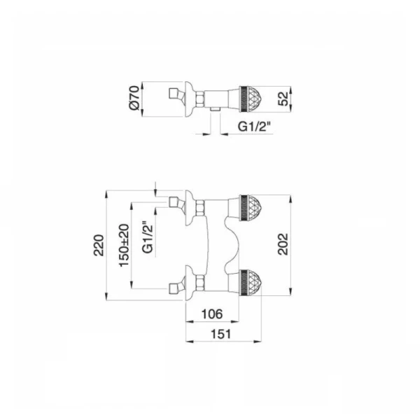 Смеситель для душа Migliore Axo Swarovski 18 настенный - фото 2