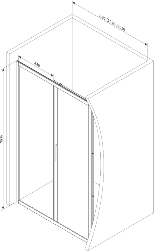 Душевая дверь в нишу AM.PM Gem Solo 110 см профиль хром стекло бронза, раздвижные - фото 6