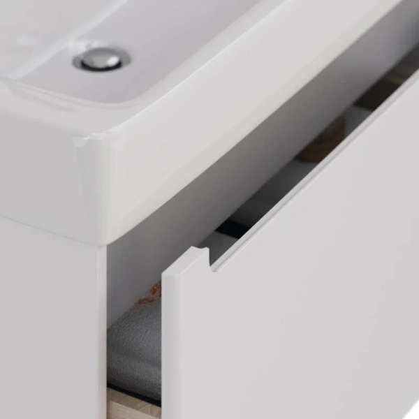 Тумба с раковиной подвесная Lemark Buno Mini LM05BM80T 80 см направляющие с доводчиком, моноблок - фото 5