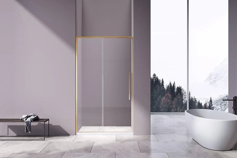 Душевая дверь в нишу Vincea Slim-N 110 см профиль золото стекло прозрачное, золото - фото 4