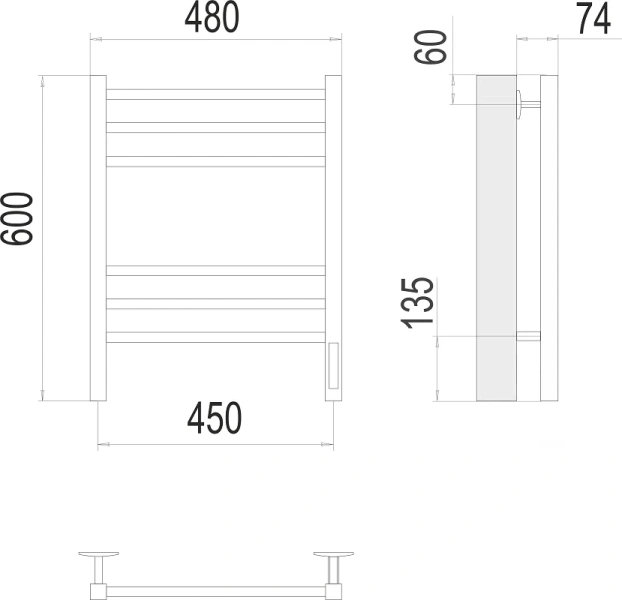 Полотенцесушитель электрический Terminus Сицилия П6 450x600 белый матовый, современные, hi-tech - фото 2