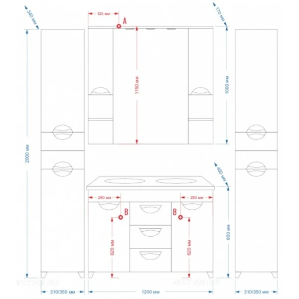 Зеркальный шкаф с подсветкой Misty София 120 см белый - фото 2