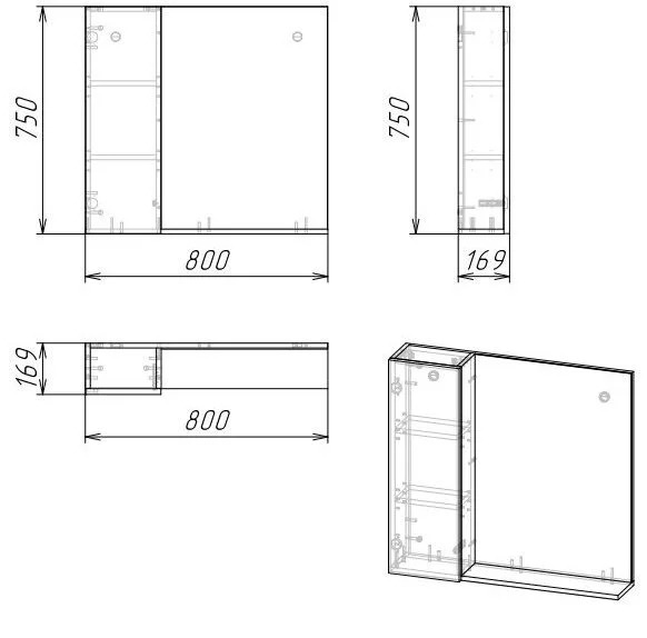 Зеркальный шкаф Grossman Альба 80 см веллингтон/бриз - фото 2