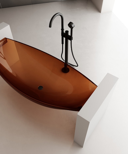 Ванна из полиэфирной смолы Abber Kristall 180x80 см коричневая, овальные - фото 4