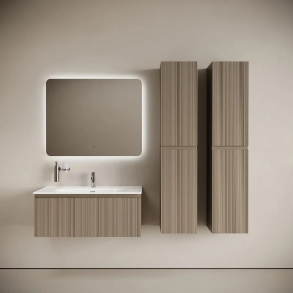 Тумба под раковину подвесная Sancos Code 100 см серо-бежевая, 100 см - фото 6