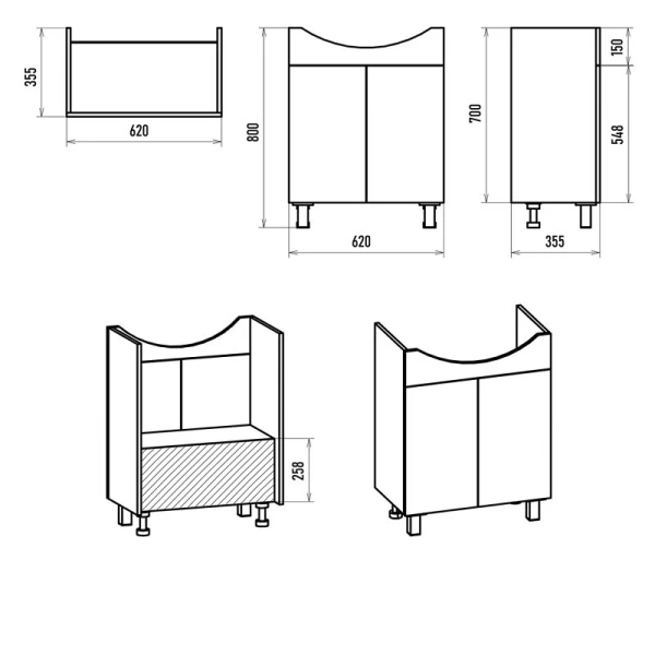 Тумба под раковину напольная Misty Изео 65 см белая - фото 2
