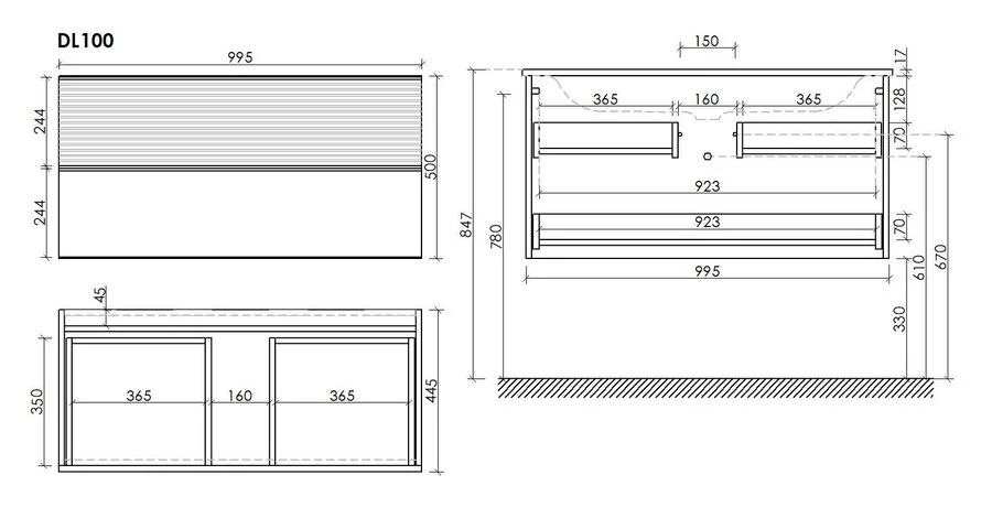 Тумба под раковину подвесная Sancos Delta 100 см дуб красный/графит - фото 2