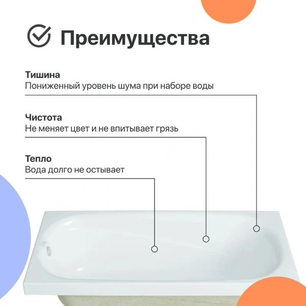 Ванна акриловая Diwo Кострома 160 x 70 см, с каркасом, цвет белый, Щ0000046590/Щ0000048581, белые - фото 8