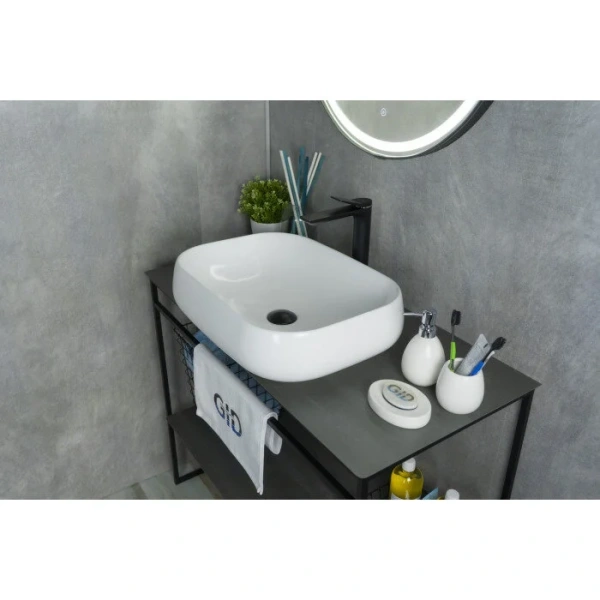 Раковина GID Geometrico N9243 56 см белая - фото 3