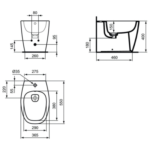 Биде напольное Ideal Standard Dea приставное - фото 3