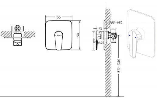 Смеситель для душа Bravat Source черный, для душа - фото 2
