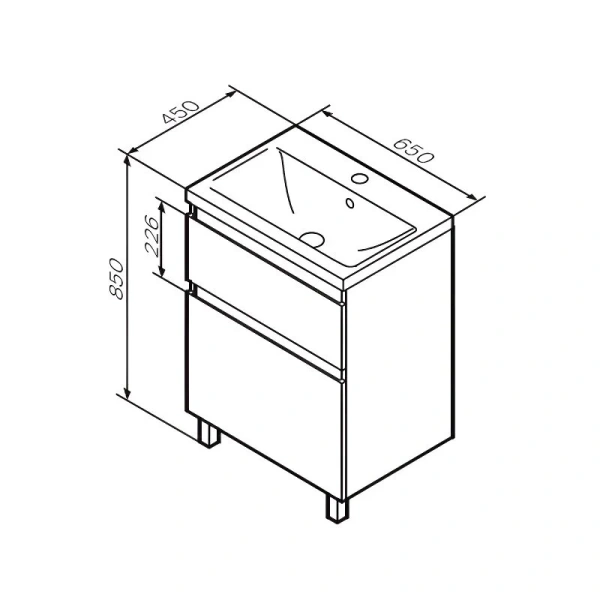 Тумба под раковину напольная Am.Pm X-Joy 65 см белый глянец, в наличии - фото 2