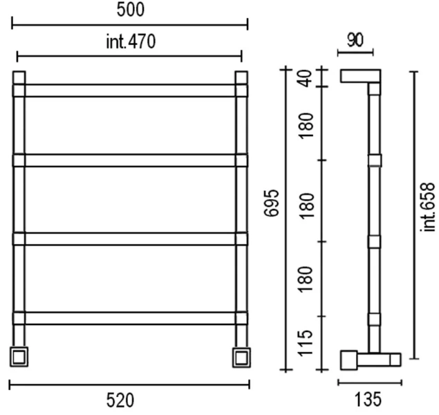 Полотенцесушитель водяной Margaroli Panorama 742 с полкой, современные, hi-tech - фото 2