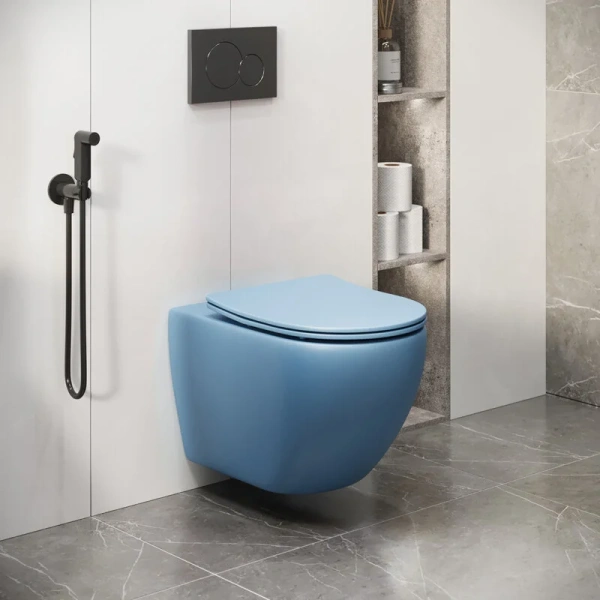 Унитаз подвесной Grossman Color голубой матовый, фаянс, керамика - фото 8