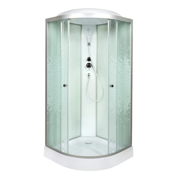Душевая кабина Deto L 100x100 см стекло с узором, со средним поддоном - фото 3