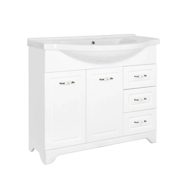 Тумба с раковиной напольная Style Line Олеандр-2 ЛС-00000584 100 см с тремя ящиками