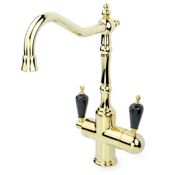 Смеситель для питьевой воды Boheme Kitchen золото ручка Swarovski черная - фото 1